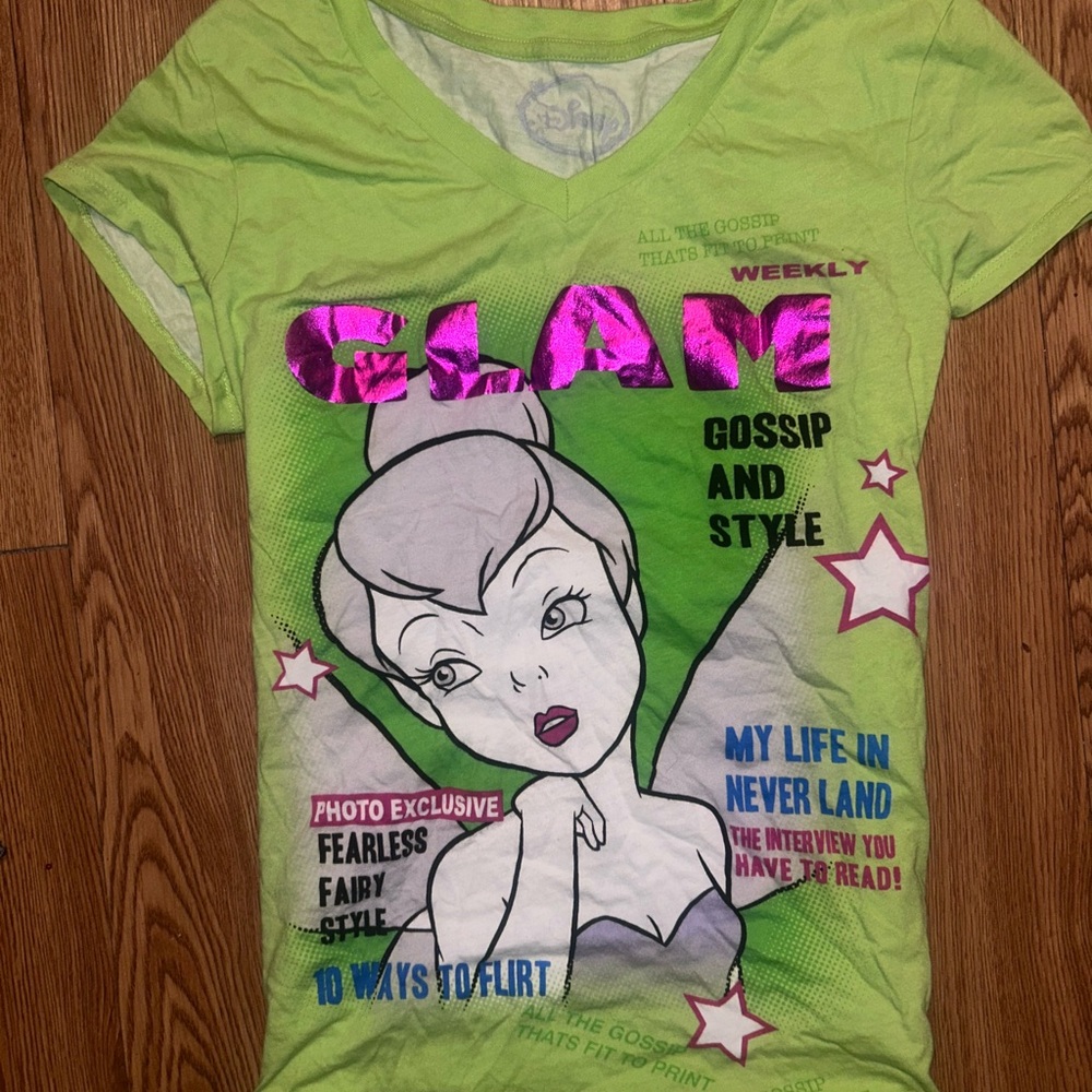 Disney Tinker Bell Lime Green Glam Tee